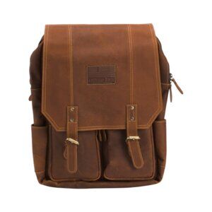 AMERICAN BISON Leather Flap Over Backpack